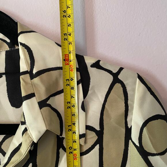 ZARA Tan Black Button Down Long Sleeve Shirt Geometric Print Women's size Small - Picture 9 of 10